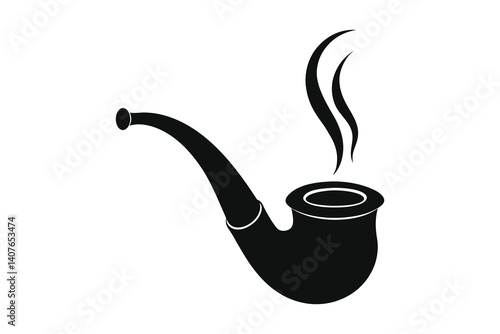 tobacco pipe silhouette vector illustration isolated on white background