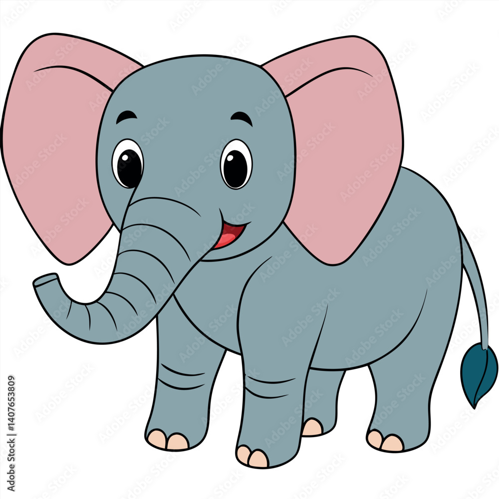 Fototapeta premium Adorable Cartoon Baby Elephant Illustration for Childrens Book