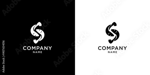 Letter s logo design made of two fish Abstract Fish Logo Design