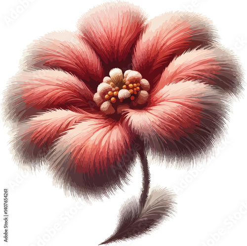 fur flower isolated on white background