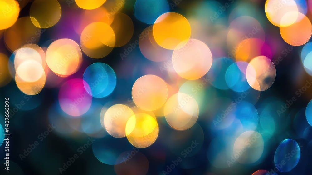 Fototapeta premium Vibrant concert stage with colorful lights and abstract bokeh, capturing the essence of dynamic energy and atmosphere. 