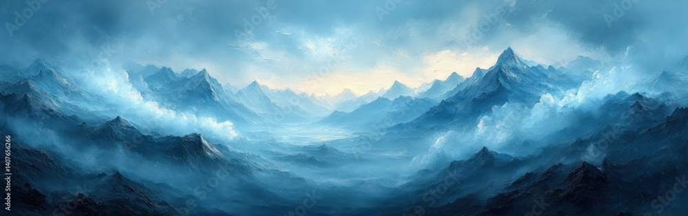 Fototapeta premium Misty Mountains in Autumn Fog Scenic View from Olsberg Peak in Sauerland Germany