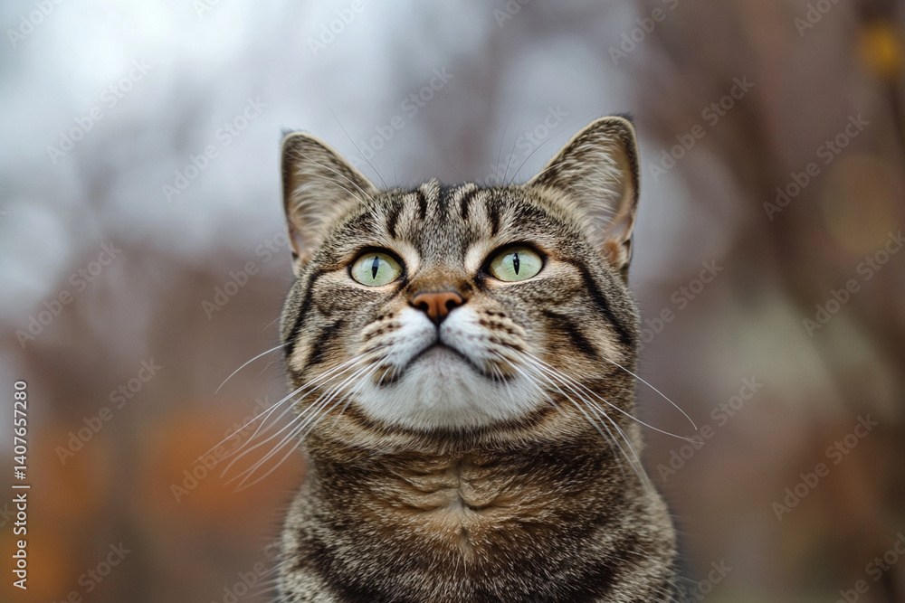 Cat with raised eyebrow and skeptical expression on face Cat with raised eyebrow and skeptical expression on face