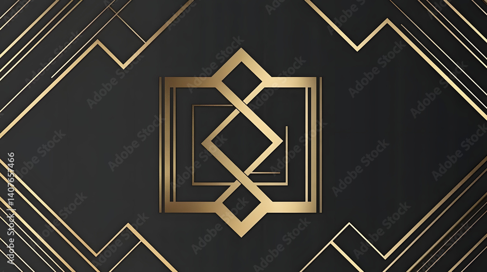 Golden Geometric Art Deco Design Golden Geometric Art Deco Design