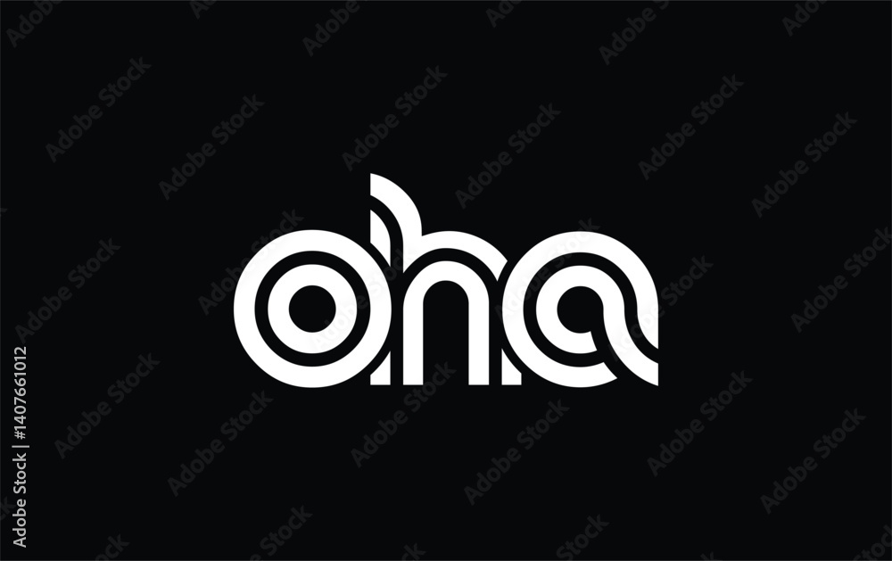 Obraz premium OHA Creative Unique Modern Letter Logo Design. Stylized logo featuring a unique letter design, presenting abstract minimalist aesthetics and modern appeal.