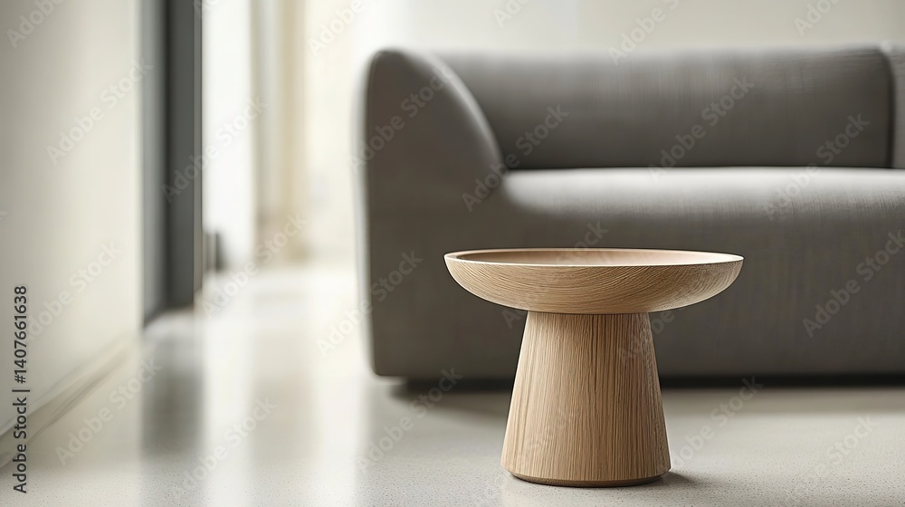 Modern living room with grey couch and wooden table, soft light, minimalistic design, blurred background.
Modern living room with grey couch and wooden table, soft light, minimalistic design, blurred background.