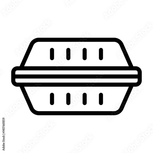 lunch box outline icon. Styrofoam black line illustration.