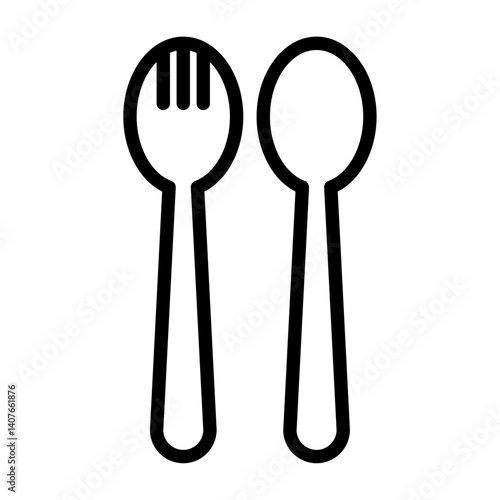 cutlery outline icon. spoon and for black line illustration.