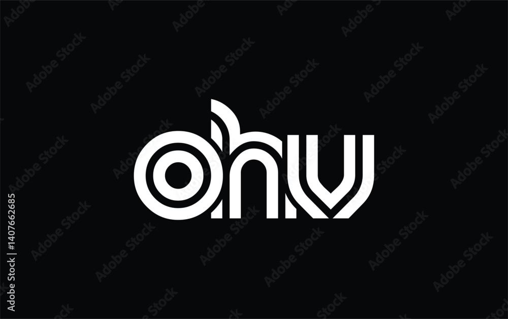 Obraz premium OHV Creative Unique Modern Letter Logo Design. Stylized logo featuring a unique letter design, presenting abstract minimalist aesthetics and modern appeal.