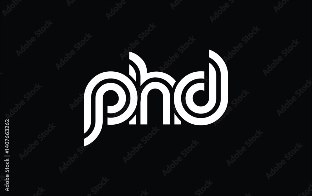 Obraz premium PHD Creative Unique Modern Letter Logo Design. Stylized logo featuring a unique letter design, presenting abstract minimalist aesthetics and modern appeal.