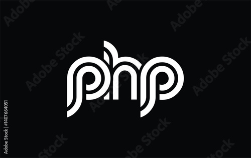 PHP Creative Unique Modern Letter Logo Design. Stylized logo featuring a unique letter design, presenting abstract minimalist aesthetics and modern appeal.