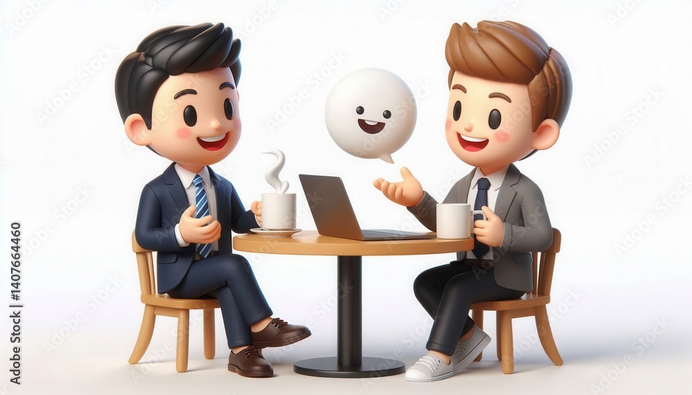 Business meeting between two professionals over coffee at modern office table friendly atmosphere Business meeting between two professionals over coffee at modern office table friendly atmosphere