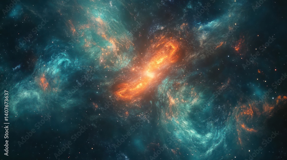 A vibrant display of swirling celestial nebulae in deep space. A vibrant display of swirling celestial nebulae in deep space.