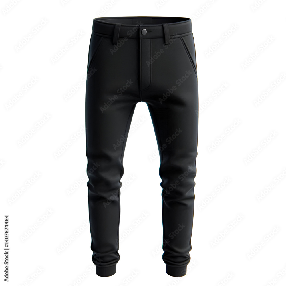 Modern black pants template blank, isolated on white background Modern black pants template blank, isolated on white background
