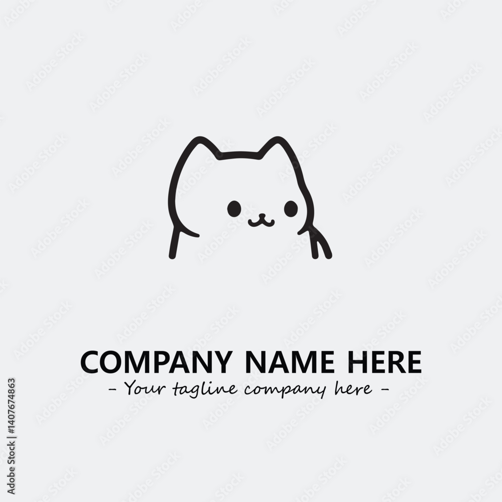 Obraz premium Cat character illustration black and white for logo company vector image 