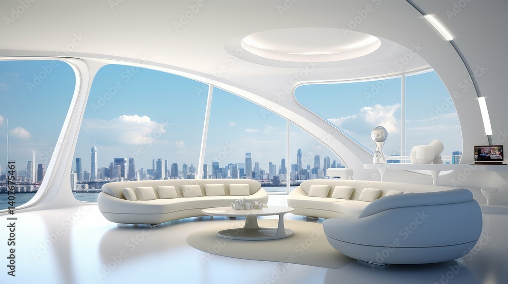 Fototapeta premium smooth white room futuristic
