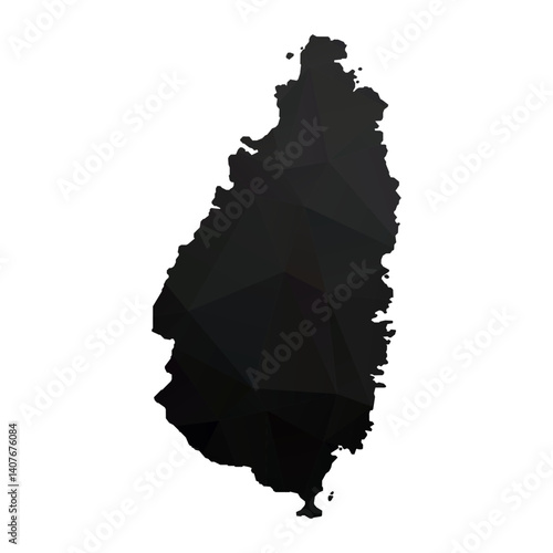 Abstract Polygon - Low Poly Color Black Saint Lucia map. Vector Illustration eps10.