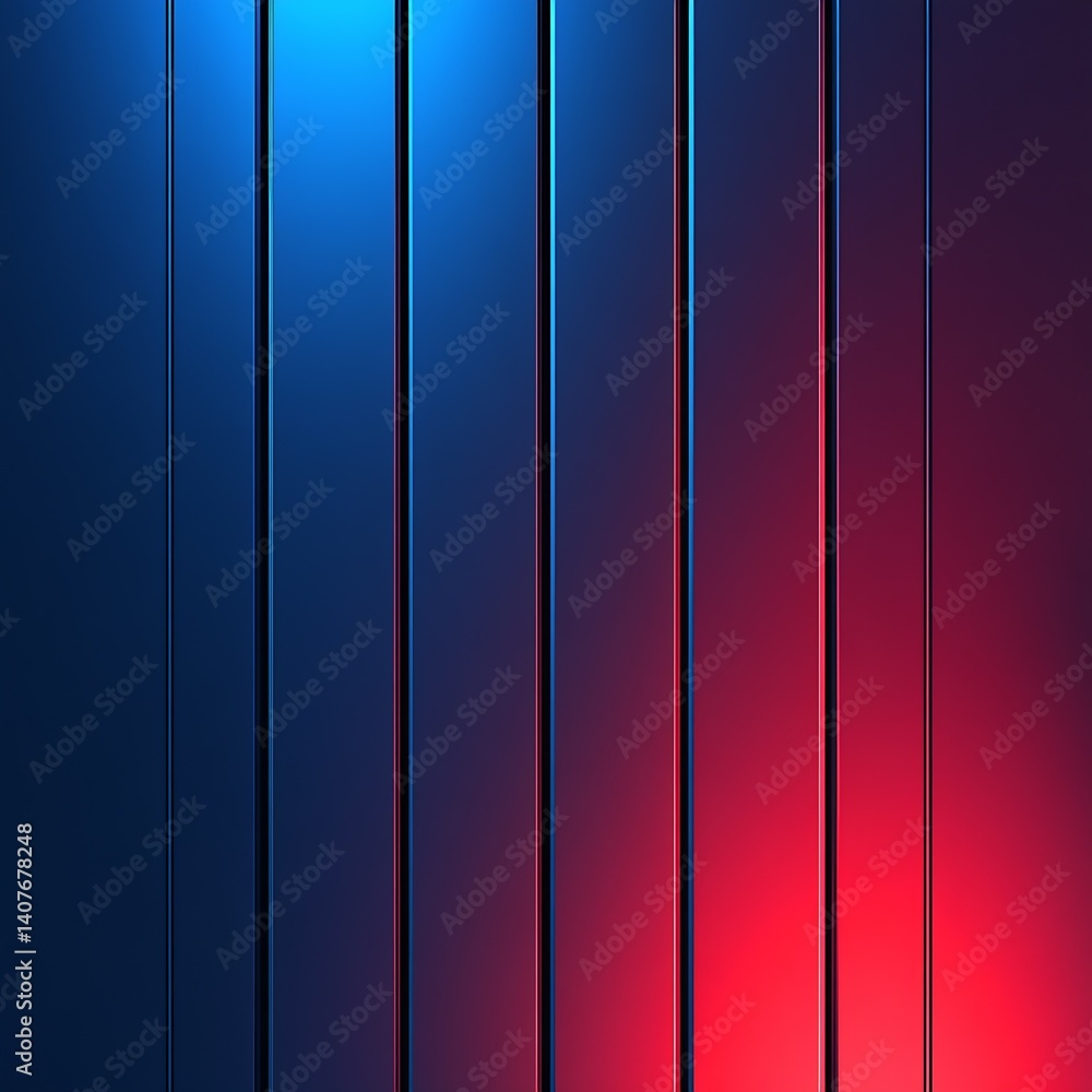 Stylish modern background showcasing a series of vertical panels in contrasting blue and red tones : Generative AI