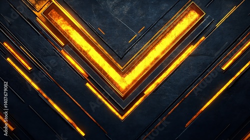 Obraz na płótnie Futuristic abstract background with metallic geometric shapes and vibrant orange accents : Generative AI w salonie
