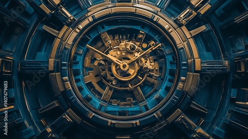 Obraz na płótnie Fascinating close-up view of a vintage clock mechanism showcasing intricate gear designs and elegant craftsmanship : Generative AI w salonie