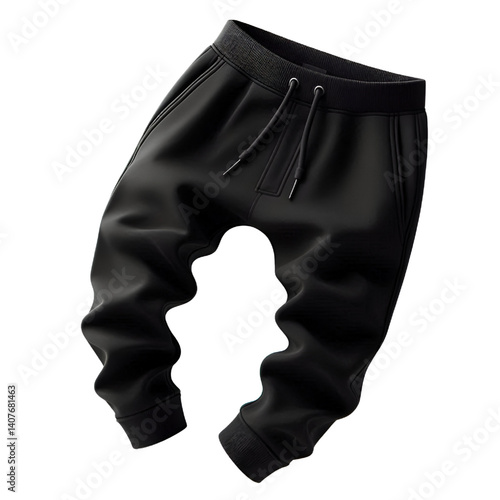 Modern black pants template blank, isolated on white background