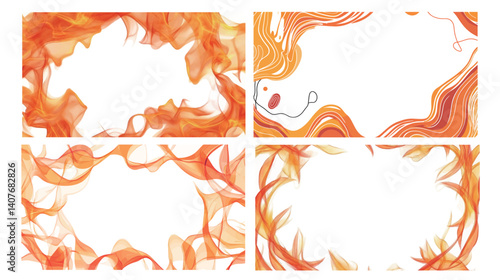Vector graphic design of an orange hot fire frame border, featuring vibrant and intense flames creating a bold and fiery border. Ideal for projects related to heat, fire, energy, and dynamic visuals, 