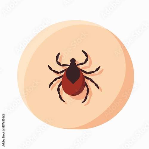 Detailed tick illustration on light skin background, vector design
