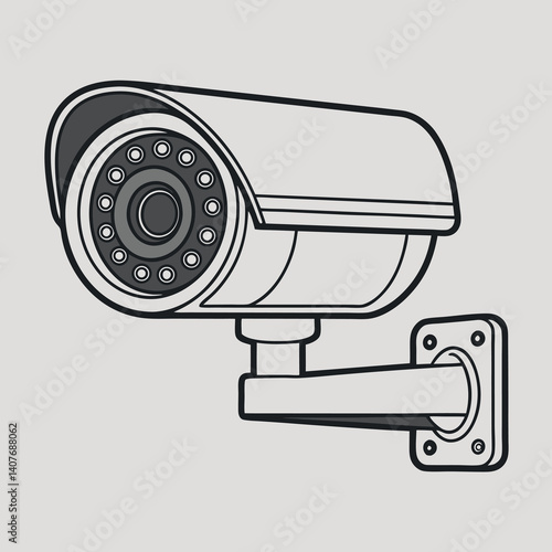 Security Camera CCTV System On Light Gray Background WallMounted