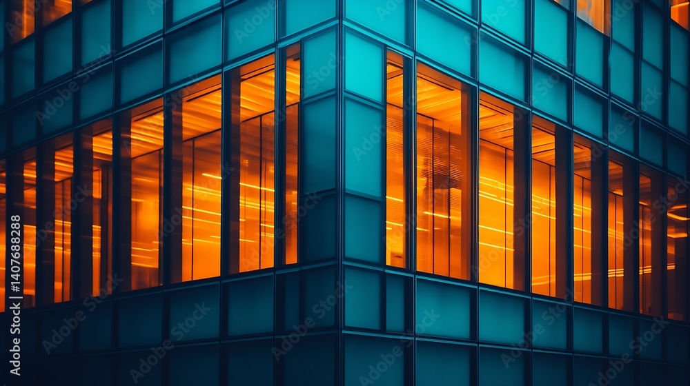 Abstract Detailed View Of Urban Building With Unique Glass Windows Creating A Stunning Visual Effect : Generative AI