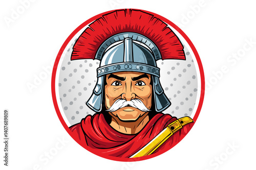 Old roman centurion, Portrait of a Roman soldier in a helmet with crest, Roman legionary soldier