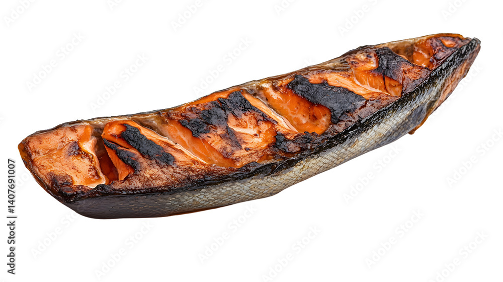 Grilled Salmon Fillet on White Background - Professional Food Photography Grilled Salmon Fillet on White Background - Professional Food Photography
