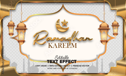 Islamic themed Background with gold frame editable tex effect 9