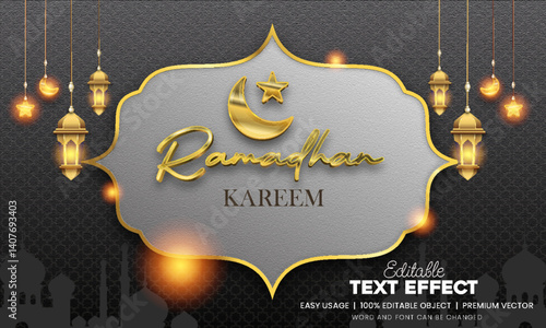 Islamic themed Background with gold frame editable tex effect 5