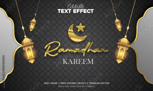 Islamic themed Background with gold frame editable tex effect 4