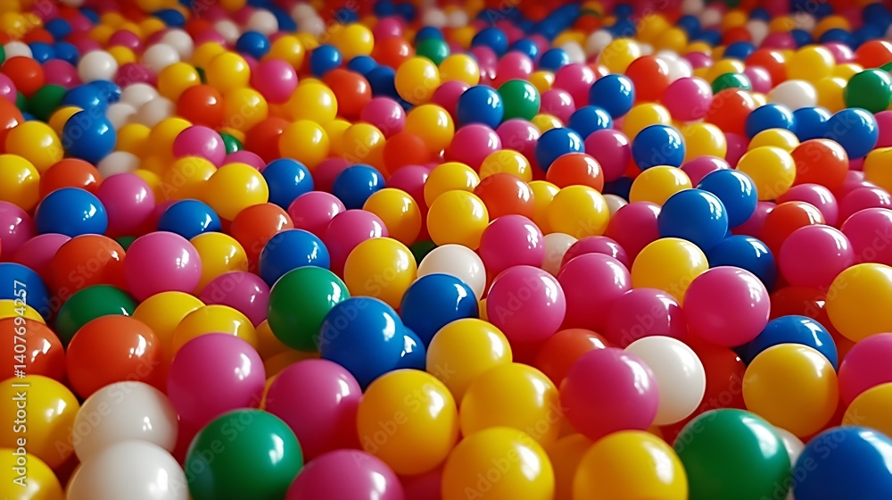 Colorful Assorted Balls Creating an Inviting Play Space for Kids with Cheerful Atmosphere : Generative AI