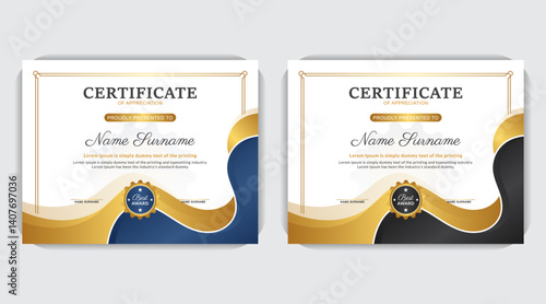Creative, stylish, abstract, colorful and professional diploma certificate or award design for your educational institution, elegant gold certificate design
