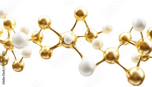 Obraz na płótnie Intricate Molecular Structure of Golden and White Atoms Representing Advanced Chemistry Concepts : Generative AI w salonie