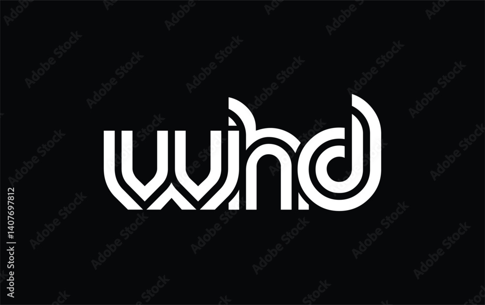 Obraz premium WHD Creative Unique Modern Letter Logo Design. Stylized logo featuring a unique letter design, presenting abstract minimalist aesthetics and modern appeal.