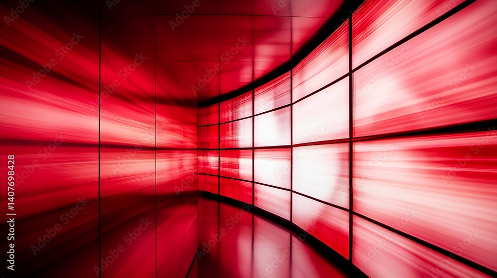 Dynamic red light waves creating a captivating abstract background in a modern space : Generative AI