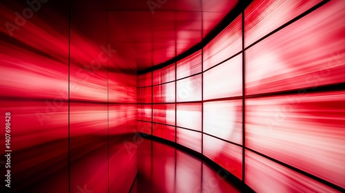 Obraz na płótnie Dynamic red light waves creating a captivating abstract background in a modern space : Generative AI w salonie