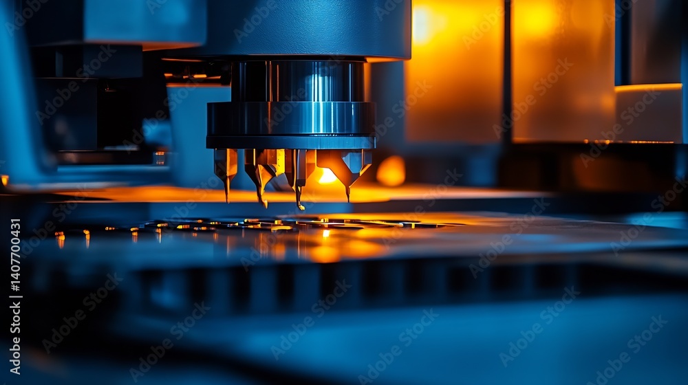 Advanced multi-nozzle printer dispensing precise droplets during a high-resolution printing process : Generative AI