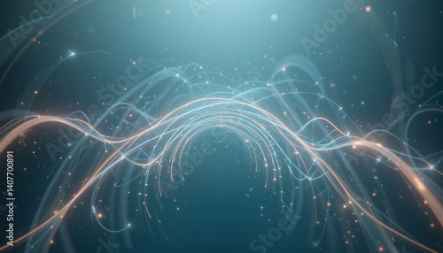 Wallpaper Mural Dynamic light waves and particles in motion abstract digital art studio environment futuristic perspective visual exploration Torontodigital.ca