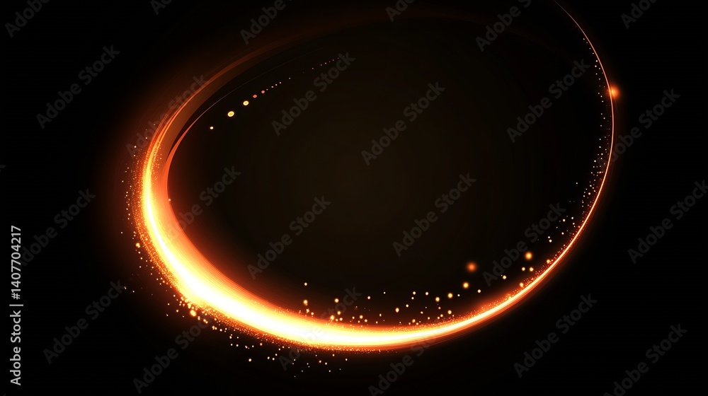 Enchanting and luminous swirl of orange light particles on a dark backdrop, perfect for captivating graphics and visual art : Generative AI