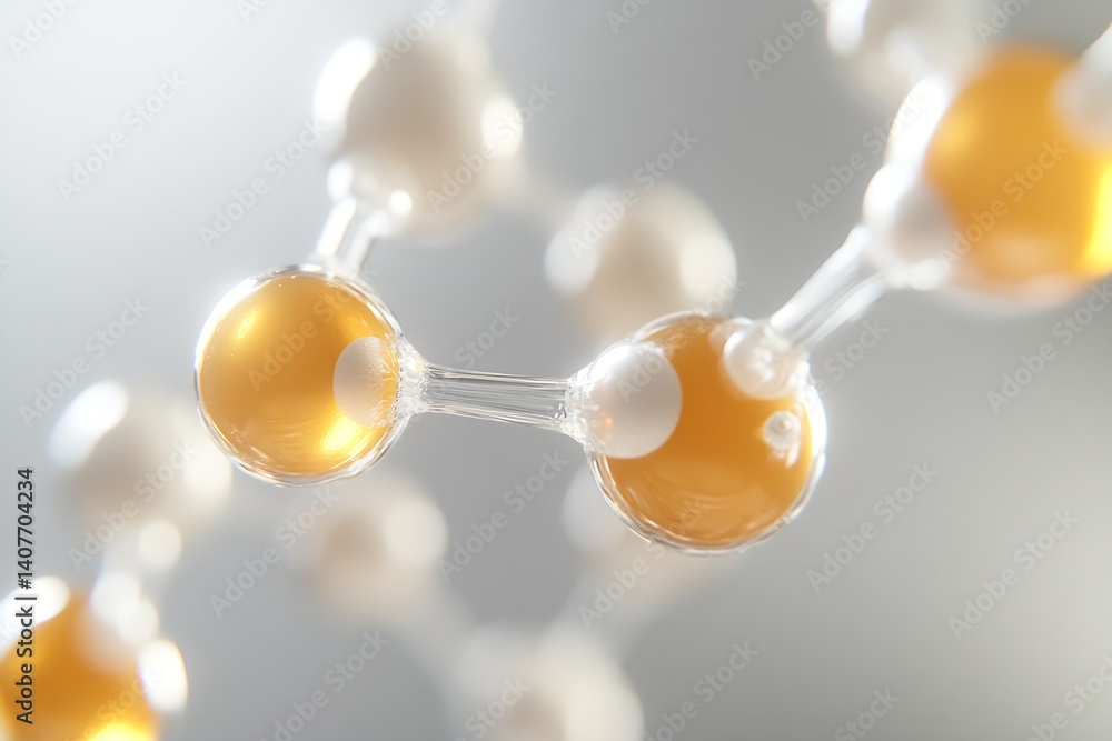Elegant angle of molecular structure highlighting the atomic bonds and interactions in a science background : Generative AI