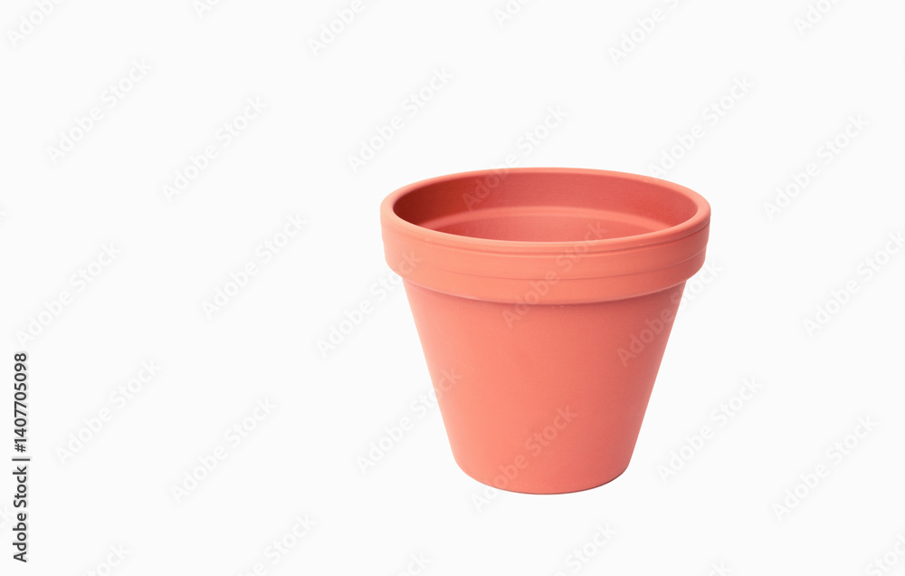 Light red pink clay pot isolated on white Light red pink clay pot isolated on white