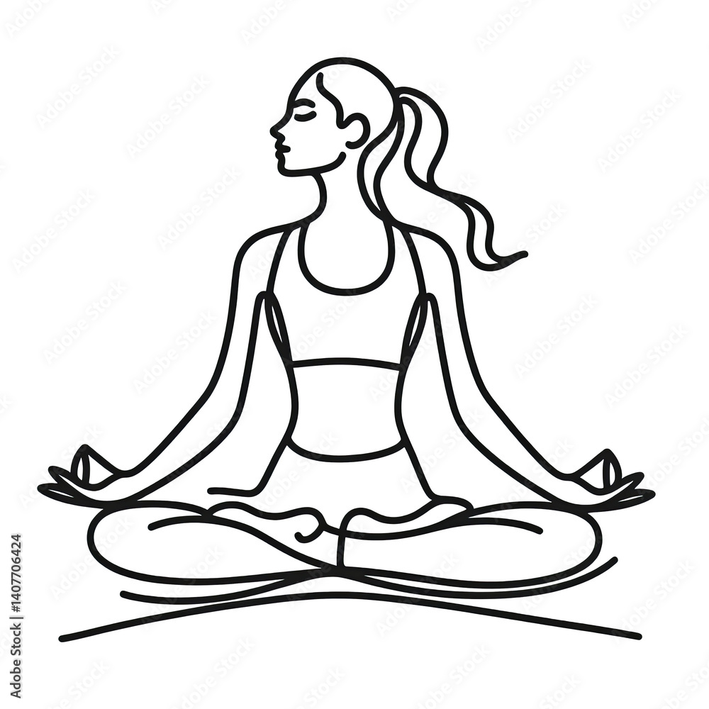 yoga lotus pose simple continuous one line drawing Transparent background PNG image yoga lotus pose simple continuous one line drawing Transparent background PNG image