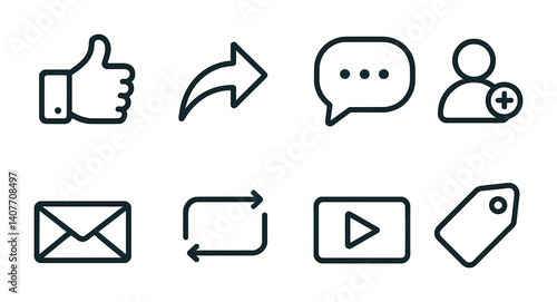Simple black and white icons for music, chat, stopwatch, and play.