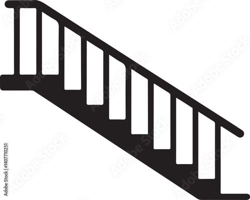  Black silhouette of a staircase, vector illustration for architecture, construction, and home design