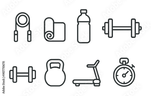 Office essentials: desk, lamp, plant, divider, bookshelf, chair, laptop icons.