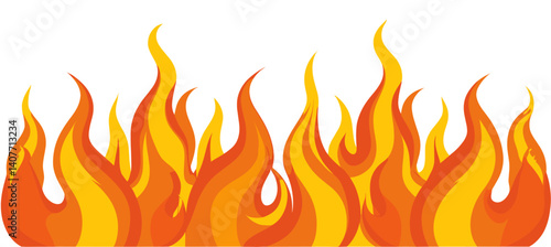 A fire with orange flames is shown as border in a white background. The fire is very large and has a lot of flames